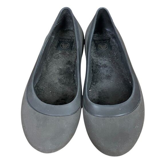 Crocs Mammoth Ballet Flats Fur Lined Dark Brown Round Toe Slip On Shoes sz 7 - Picture 6 of 16